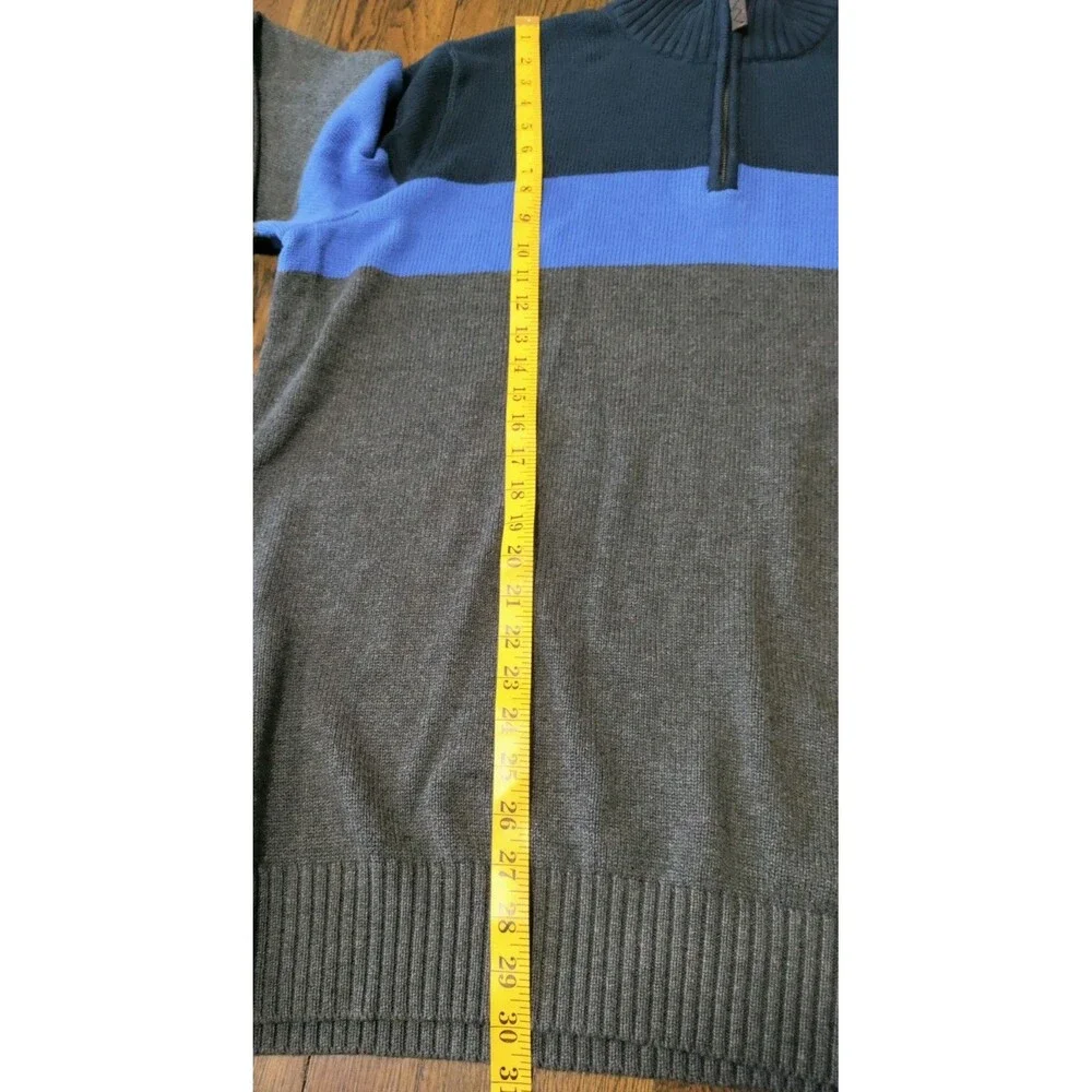 Vintage Eddie Bauer Sweater Men's XL Tall Blue Gray Striped Pullover Cotton - Picture 6 of 7